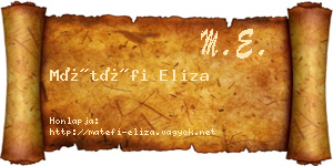 Mátéfi Eliza névjegykártya